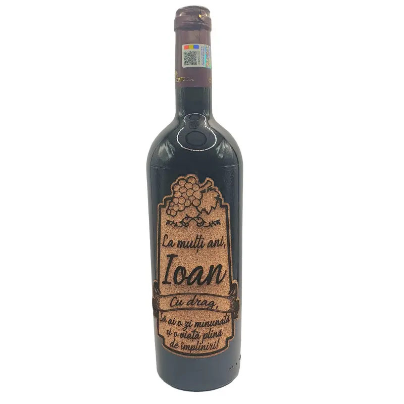 La multi ani ioan, eticheta pluta cu mesaj